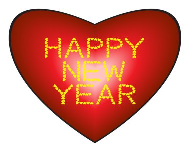mutlu yeni yıl kalp zemin üzerine