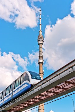 TV tower and monorail train clipart