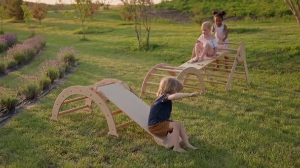 Children Playground Trois Mignons Enfants Les Enfants Amusent Les Enfants — Video