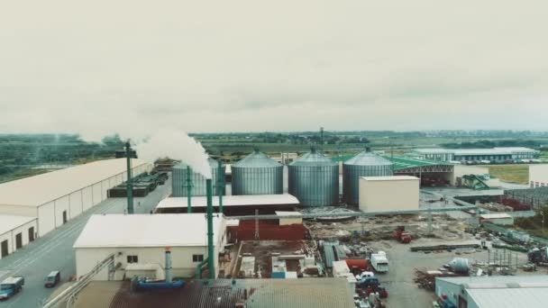 Αεροφωτογραφία Εργοστάσιο Χυμών Επεξεργάζεται Φρούτα Εργαστήρια Βρίσκονται Κοντά Ένα Στο — Αρχείο Βίντεο
