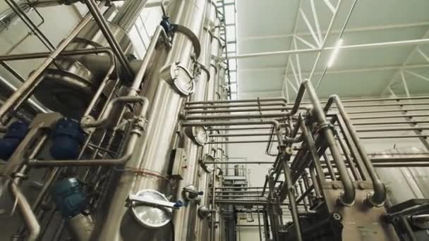 Pipelines Pumpen Flüssigkeit Saftproduktionsanlagen Moderne Fabrik — Stockvideo
