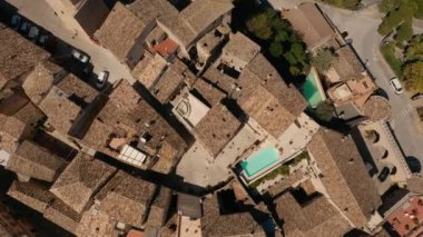 Unsurpassed View Of Hill With Houses In Italy. Top View Lovely Homes On Hill.