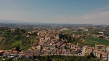 Unsurpassed View Of Hill With Houses In Italy. Top View Lovely Homes On Hill.