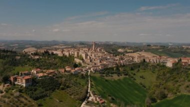 Unsurpassed View Of Hill With Houses In Italy. Top View Lovely Homes On Hill.