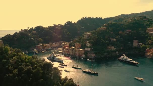 Sea View Yachts Italy Houses Hills Unparalleled Skies Hillside Architecture — Stockvideo