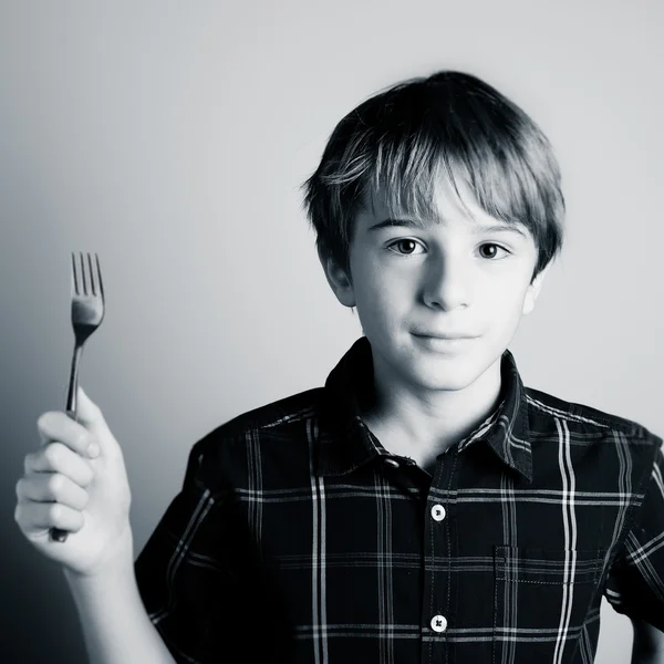 Hungry little boy — Stock Photo, Image