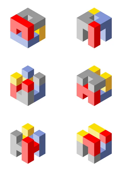 Kubusvormige pictogrammen gemaakt met blokken — Stockfoto