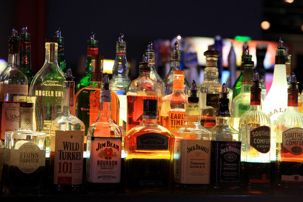 Different liquor bottles