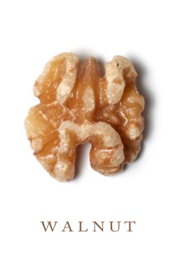 Beyaz zemin üzerinde tek cevizli aşırı yakın çekim