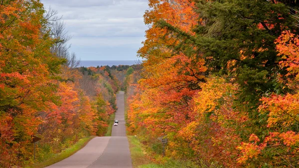 Schilderachtige Herfst Byway Black River Nationaal Bos Van Michigan Bovenste — Stockfoto