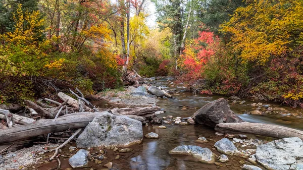 Paysage Pittoresque Rivière American Fork Dans Utah Pendant Automne — Photo