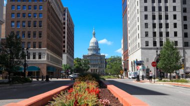 Doğu LANSING, MI -22 AĞUSTOS 2020 - Michigan Eyaleti Kongre Binası, ABD 'nin Michigan eyaletinin yasama organlarının bulunduğu binadır.
