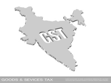 Hindistan haritasının GST, mal ve hizmet vergisi kavramı ile kesilen 3d illüstrasyonu