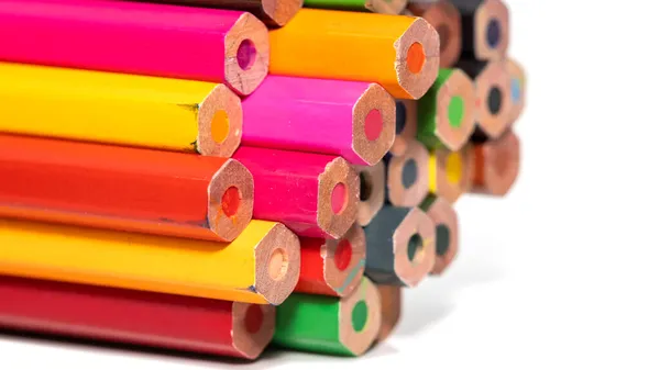 Close Shot Colorful Pencils White Background Selective Focus — Stock Photo, Image