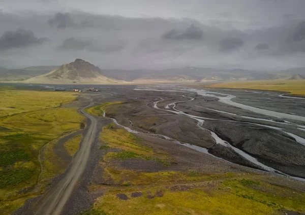 アイスランドの河川流域の空中ビュー — ストック写真