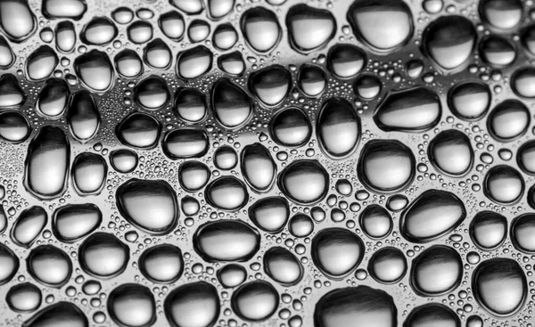 Close Shot Water Droplets Condensation Metal Plate Monochrome — Stock Photo, Image
