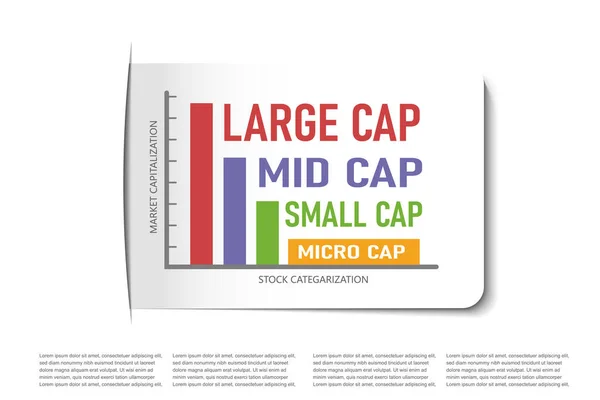 Vector Illustratie Van Voorraad Categorisatie Grote Cap Middencap Kleine Cap — Stockvector