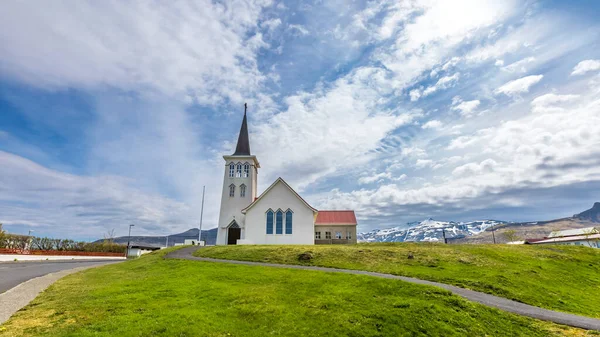 Tall Historic Church Grundarfjordur Town Iceland — Stock Photo, Image