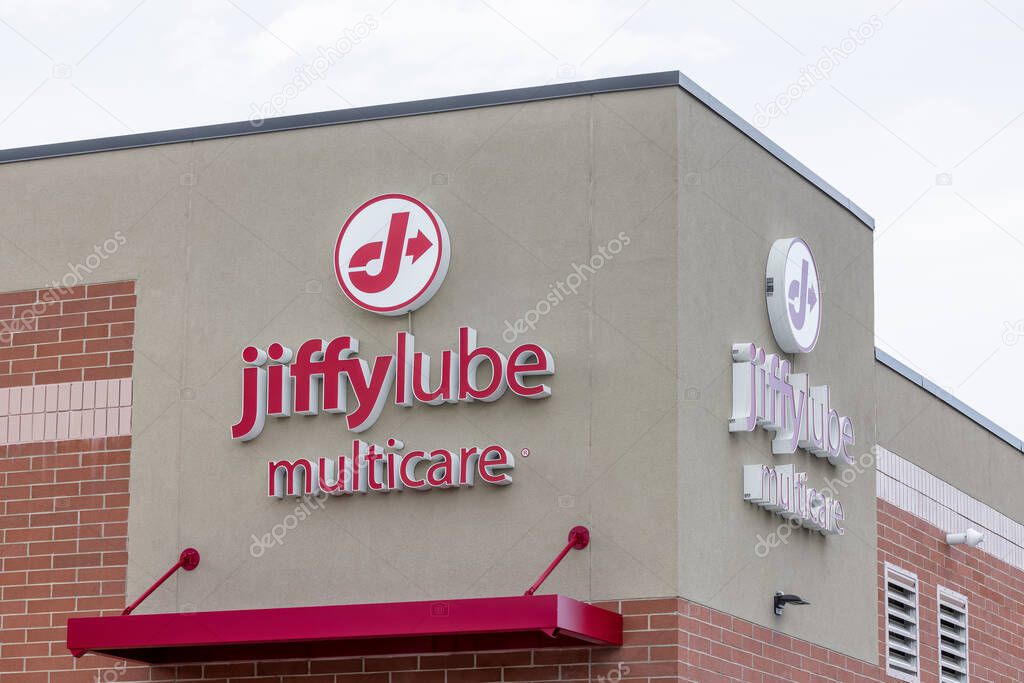 Lyon Township, MI, USA - May 15, 2022: Jiffy Lube is part of Royal Dutch Shell group and an American brand provides oil change and repair specialty services.