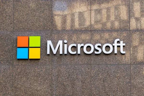 Detroit Michigan Estados Unidos Mayo 2022 Señalización Compañía Microsoft Microsoft —  Fotos de Stock