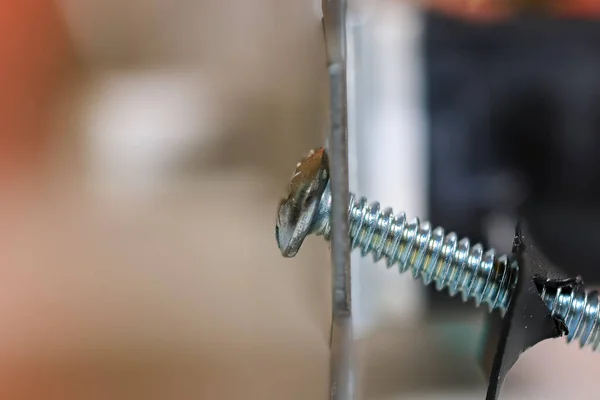 Elektrik Düğmesindeki Metal Vidayı Kapat — Stok fotoğraf