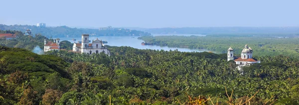 Panorámás Légi Kilátás Történelmi Épületek Goa India Beleértve Szent Cajetán — Stock Fotó