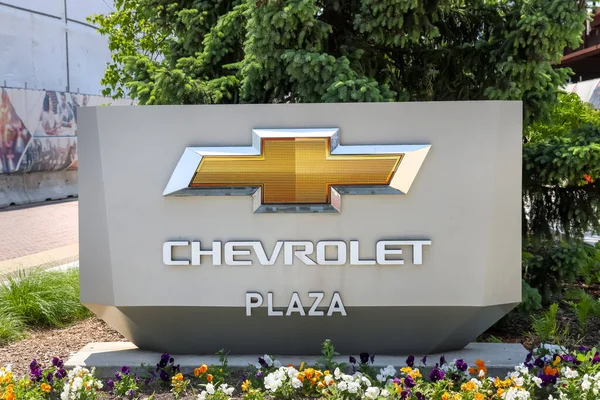 Detroit Michigan Eua Maio 2022 Sinal Exterior Chevrolet Plaza Localizado — Fotografia de Stock