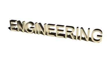 3D rendering of golden Engineering text on white background.