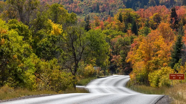 Landschaftlich Reizvolle Mount Nebo Schleifenlandschaft Herbst Utah Kurvenreiche Straße Durch — Stockfoto