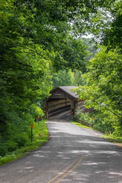歴史州道はオハイオ州アシュタブラ郡の橋を覆っていた — ストック写真
