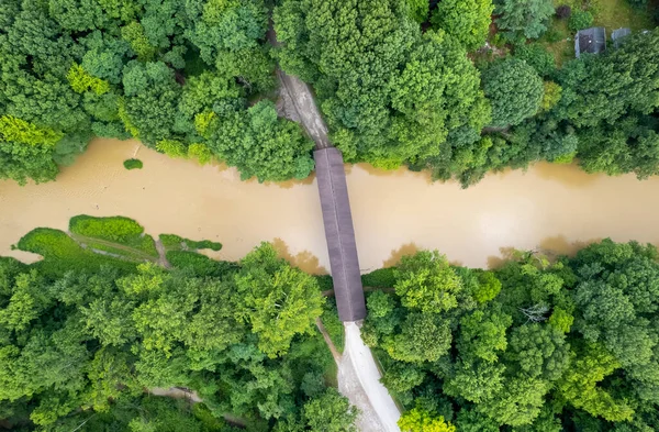 Aerial View State Road Covered Bridge Ashtabula County Ohio — Stock Fotó