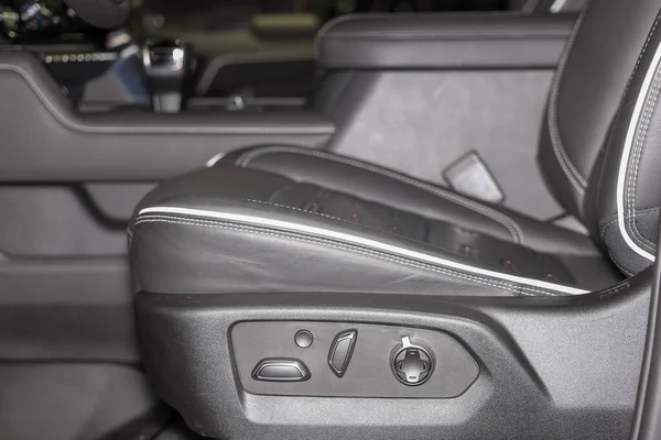 Close Shot Leather Driver Seat Car Automatic Seat Controls — Stock Photo, Image