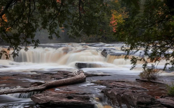 Scenic Nawadaha Falls Michigan Upper Peninsula Autumn Time — Stock Photo, Image