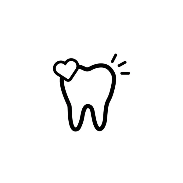 Logo kedokteran gigi. Tooth dengan hati - Stok Vektor