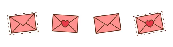 Envelope Festivo Rosa Com Corações Endereço Email Envelope Pontilhado Envelope — Vetor de Stock