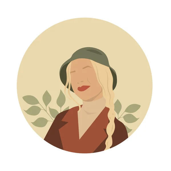 Αφηρημένη σιλουέτα μιας γυναίκας με άσπρα μαλλιά. Νεαρή γυναίκα με παλτό και κόκκινο καπέλο. — Διανυσματικό Αρχείο