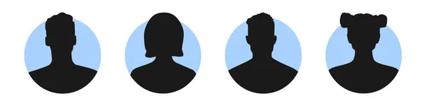 Avatar Symbol Profilsymbole Gesetzt Männliche Und Weibliche Avatare Silhouetten Auf — Stockvektor