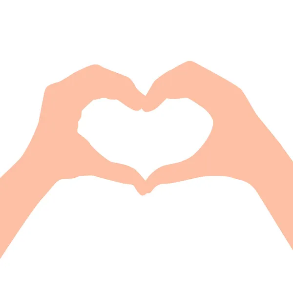 Manos Dobladas Forma Corazón Aislado Sobre Fondo Blanco Símbolo Amor — Archivo Imágenes Vectoriales