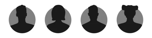 阿凡达图标 配置文件图标设置 男性和女性的化身 在白色背景上的轮廓 矢量说明 — 图库矢量图片