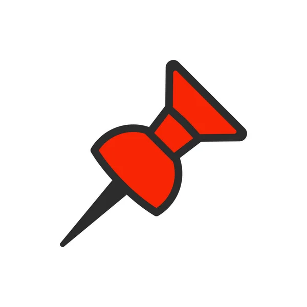 Push czerwony pin ikona w płaskim stylu. — Wektor stockowy