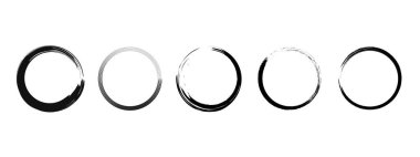 Bir dizi siyah suluboya daire, yuvarlak çerçeve. Vektör illüstrasyonu