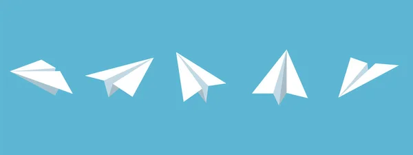Flugzeug Oder Origamisymbole Auf Blauem Hintergrund Vektorillustration — Stockvektor