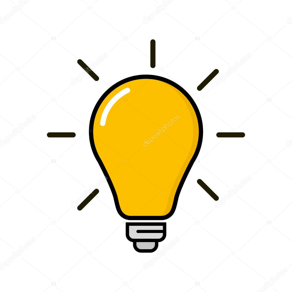 Light bulb icon. Idea icon. Light bulb isolated on white in modern simple flat design. Vector illustration
