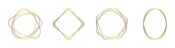 Set Gold Frames White Background Geometric Figures Modern Gold Stripes — Stock Vector