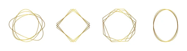 Set van gouden frames op een witte achtergrond. Geometrische figuren. Moderne goudstrepen. — Stockvector