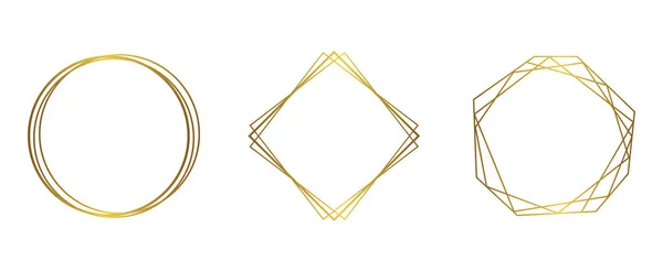 Набор Золотых Рам Белом Фоне Геометрические Фигуры Современные Золотые Полосы — стоковый вектор