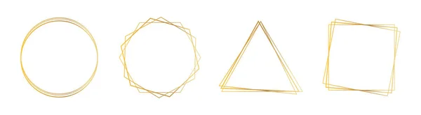 Set Gold Frames White Background Geometric Figures Modern Gold Stripes — Διανυσματικό Αρχείο