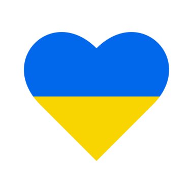 Ukrayna bayrağı, kalp şeklinde. Ukrayna ulusal sembolü. Savaşı durdurun. Vektör illüstrasyonu