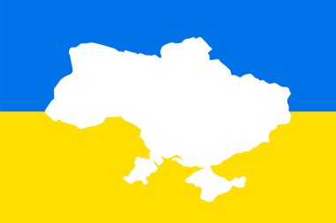 Sarı-mavi arkaplanda Ukrayna haritası. Vektör illüstrasyonu
