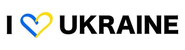 Ukrayna 'yı seviyorum. Ukrayna 'nın sembolleri. Beyaz arka planda savaş yok. Vektör illüstrasyonu
